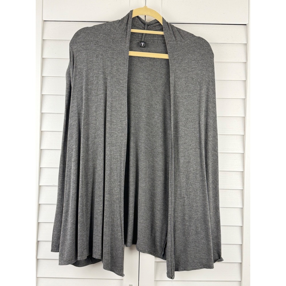 82D Cardigan Women S Gray Open Front Draped Jersey Lightweight